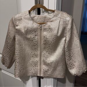 Rebecca Moses Croc-Embossed Metallic Gold Jacket